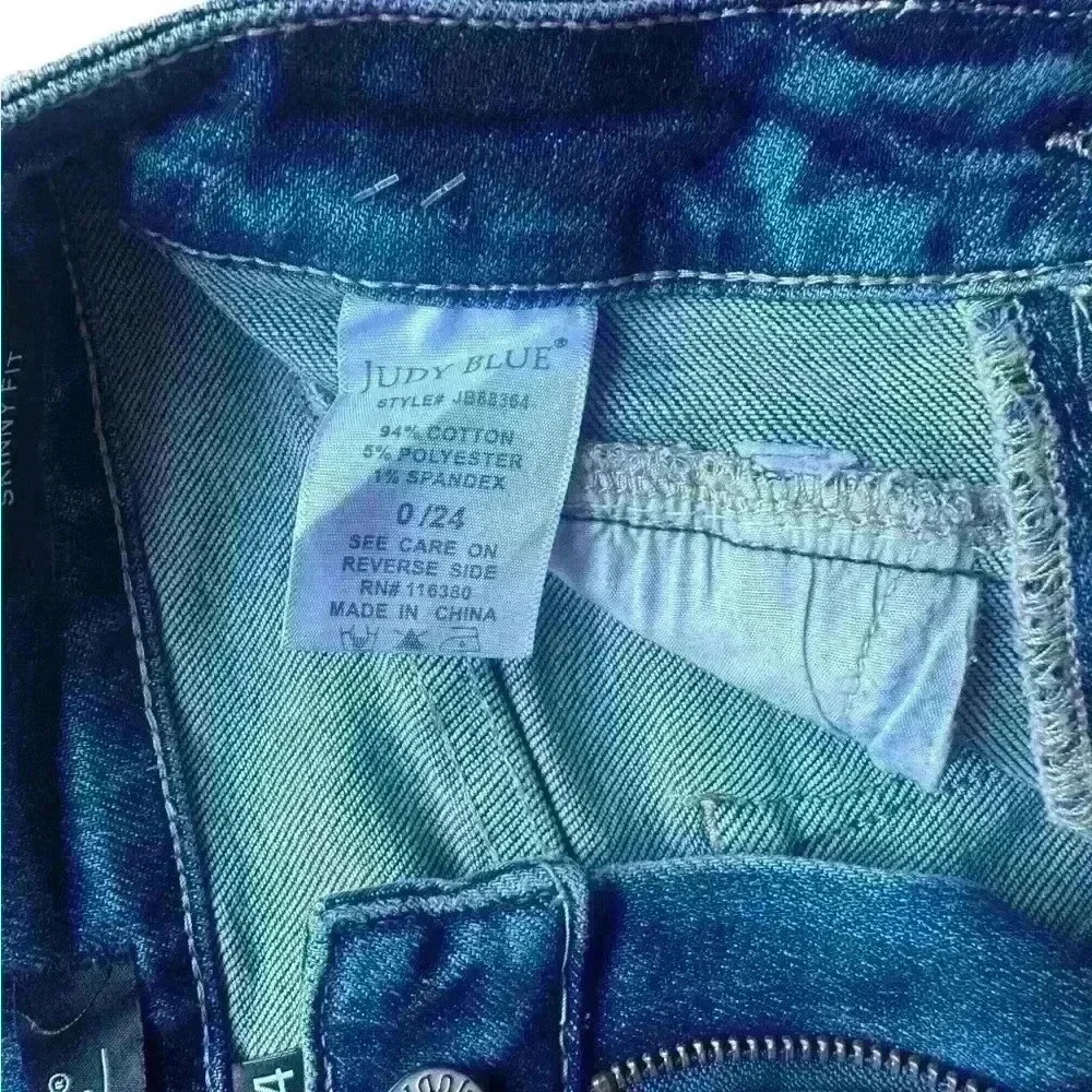 Judy Blue Jean Women size 0/24 Skinny Fit Austen High Rise Western Yoke Like New - Picture 8 of 10